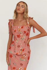 Drop Of Sunshine Tied Shoulder Top Mermaid Pink