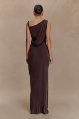 Lorieanne Draped Maxi Dress - Dark Chocolate