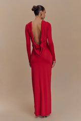 Bennett Slinky Long Sleeve Maxi Dress - Ruby