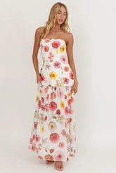 Wilma Flowy Hem Strapless Maxi Dress Floral