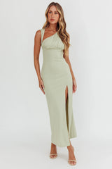 Daleela Asymmetric Neckline Maxi Dress Sage