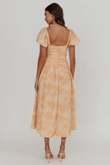 Telma Puff Sleeves Midi Dress Blush