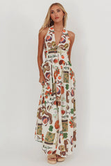 Clarette Basque Waist Open Back Maxi Dress Exotic Beige