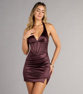 Darlene Satin Halter Corset Mini Dress