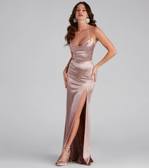 Kathleen Formal Satin Lace Back Long Dress