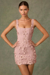 Embellished Corset Mini Dress in Dusty Rose