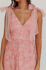 Mykonos Morning Tied Shoulder Tree Maxi Dress Blush