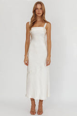 Carmel Shoulder Sash Midi Dress Oyster