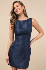 Sophisticated Selection Navy Sleeveless Backless Mini Dress