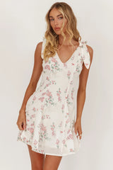 Matina Tied Shoulder Mini Dress Floral
