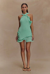 Caprice Halter Knit Mini Dress - Lagoon