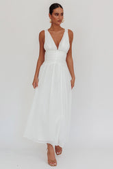 Sammi Ruched Waist Tied Back Maxi Dress White