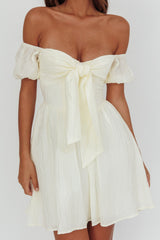 Perfect Worlds Off-Shoulder Mini Dress Textured Ivory