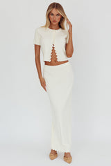 Don't Mind Scallop Edge Knit Skirt Cream