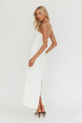 Cocktail Party Strapless Bow Bust Maxi Dress White