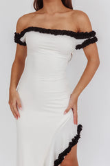 Shake It Off Asymmetric Off-Shoulder Dress Cream