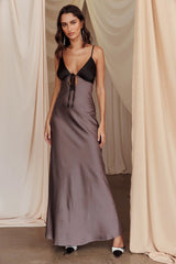 Bayleigh Low Bow Tie Back Dress Charcoal