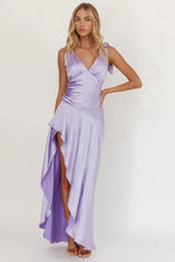 Aquila Tied Shoulder High-Low Hem Dress Lilac