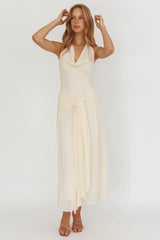 Maretha Cowl Halterneck Maxi Dress Butter