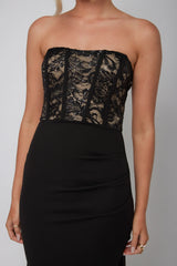 Maravilla Lace Bodice Maxi Dress Black/Nude