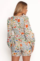 Irisa Long Sleeve Romper - Garden Floral