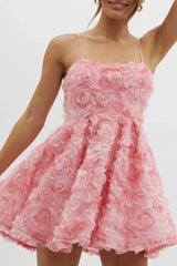 Mariela Floral Embellished Mini Dress Pink