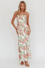 Jerica Ruffle Waist Maxi Dress Floral Blush
