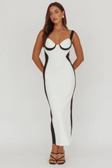 Tenika Contrast Bodycon Midi Dress White