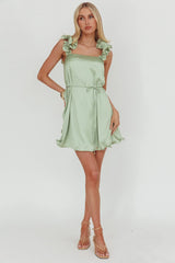 Glow Lettuce Edge Strap Mini Dress Pistachio