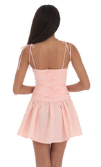 Ruched Fit and Flare Dress in Pink