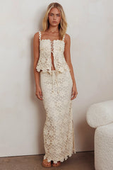 Sun Days Crochet Lace Maxi Skirt Sand