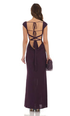 Strappy Cowl Neck Maxi Dress in Purple