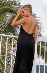 Ziggy Black Halter Neck Maxi Dress