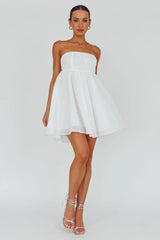 Solis Strapless Baby Doll Mini Dress White
