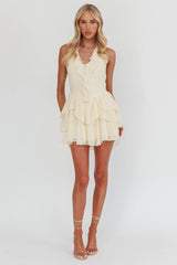 Live Loud Ruffle Layered Hem Mini Dress Cream