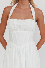 Irisa Elasticated Halter Maxi Dress White