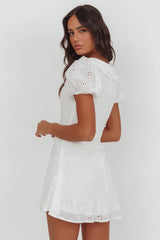 Aylin Collared Eyelet Mini Dress White