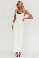 Cocktail Party Strapless Bow Bust Maxi Dress White