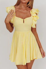 Sunday Dreams Ruffle Strap Mini Dress Yellow