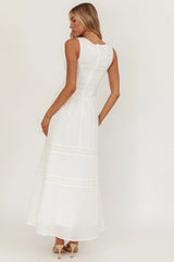 Smith Shirred Bodice Midi Dress White
