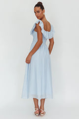 Serinah Basque Waist Off-Shoulder Maxi Dress Blue