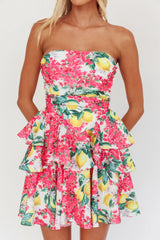 Like Me Tied Back Layered Mini Dress Citrus Pink