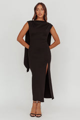 Looks Of Love Shoulder Sash Maxi Dress Black