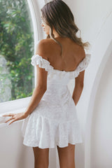 Verona Off-Shoulder Ruffle Mini Dress White