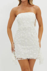 Lacynda Strapless Embellished Mini Dress White
