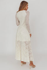 Tarly Long Sleeve Lace Maxi Dress Cream