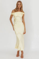 Revelation Off-Shoulder Lace Trim Maxi Dress Butter