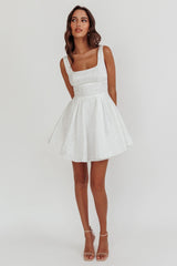 Belle Enchante Jacquard Mini Dress White