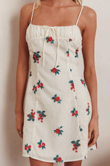 Clara Gathered Bust Mini Dress Rose Beige