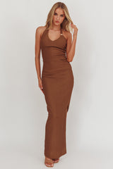 Always Ready Side Split Maxi Skirt Chocolate